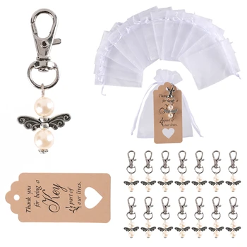 

30PCS Wedding Party Angel Keychain Ring Key Chain Baby Shower Favors Pendant Gifts Christmas Gifts