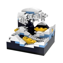 

MOC Famous Paintings Kanagawa Building Blocks Pixel Art Surfing Picture Idea Assemble Bricks Toys For Children Kid Birthday Gift