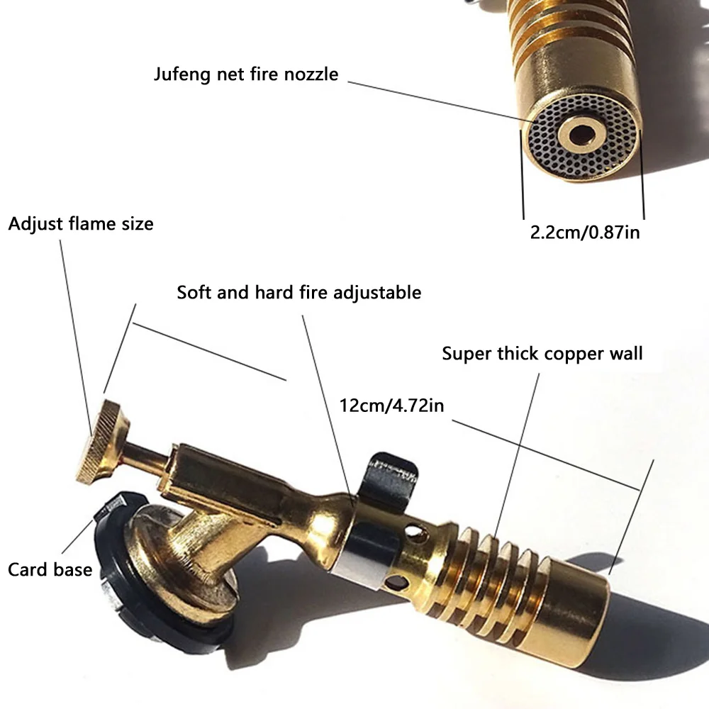 Brass Gas Torch Brazing Solder Nozzles Durable Welding Heating Burner Propane Torch Head Pencil Flame Gun for Cylinders