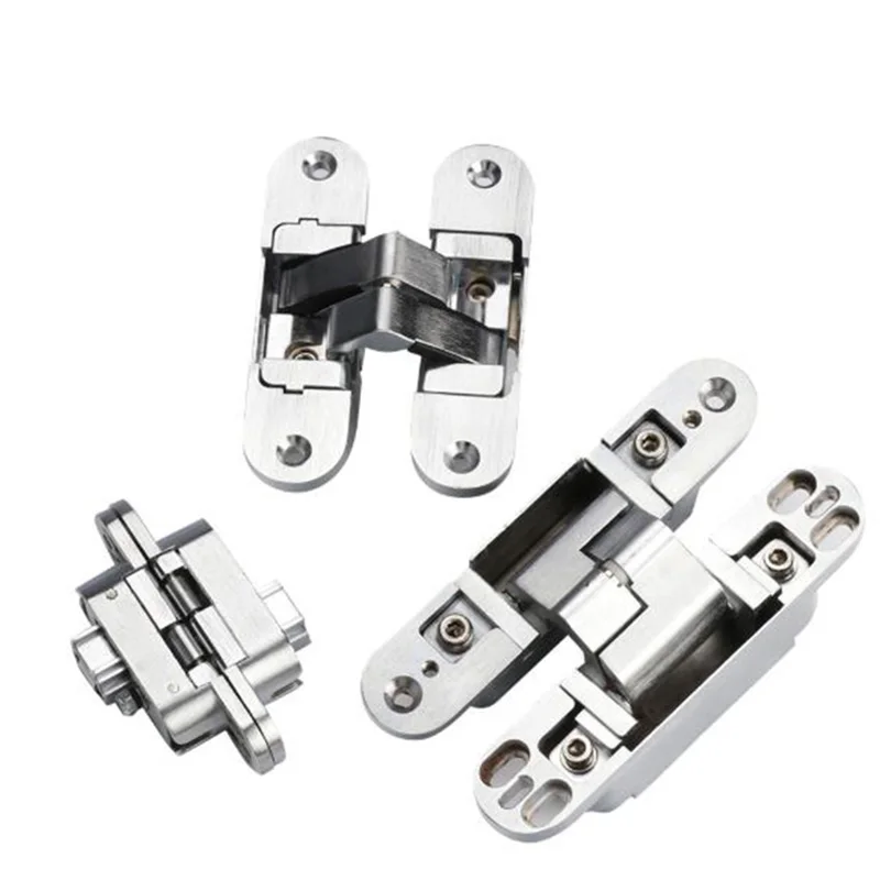 2PCS Stainless Steel Heavy Hidden Cross Hinges Invisible Concealed Door Hinges 