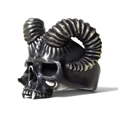 Onlysda Unique Silver Color 316L Stainless Steel Evil Skull Ring Mens Punk Rock  Biker Jewelry Dropshipping OSR289 4