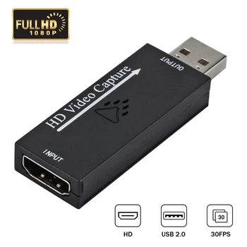 

HOT-o Video Capture Cards HD to USB 2.0 1080P 30Fps Record Directly to Computer for Live Broadcasting Gaming Teaching