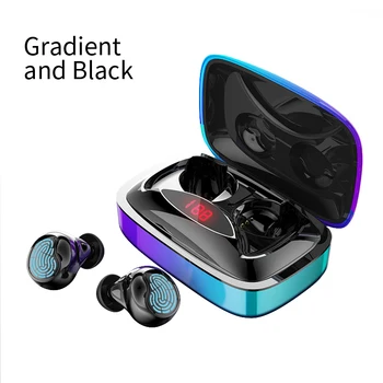 

TWS bluetooth 5.0 earphone mini Wireless Earphones with 2000mAh LED power display touch button noise reduction Sport Headset
