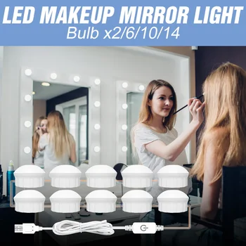 LED Mirror Light USB Makeup Mirror Lamp 5V Hollywood Vanity Light 2 6 10 14 Dimmable Wall Lamps Dressing Room Light Mirror Bulb 1