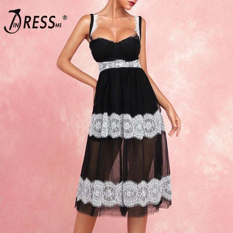 INDRESSME 2019 новое женское сексуальное шикарное кружевное Сетчатое Повседневное