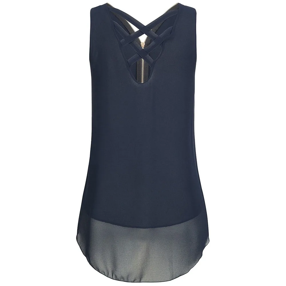 Sleeveless Zipper Fashion Tank Top - Image 3