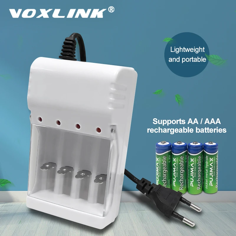 

VOXLINK Battery Charger LED 4slots With EU For AA/AAA Ni-MH Rechargeable Batteries Charger For remote control microphone camera