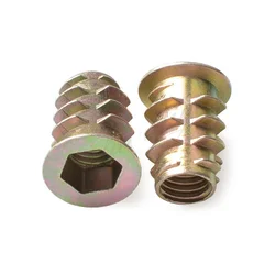 10Pcs M4 M5 M6 M8 M10 Zinc Alloy Thread For Wood Insert  Flanged Hex Drive Head Furniture Nuts