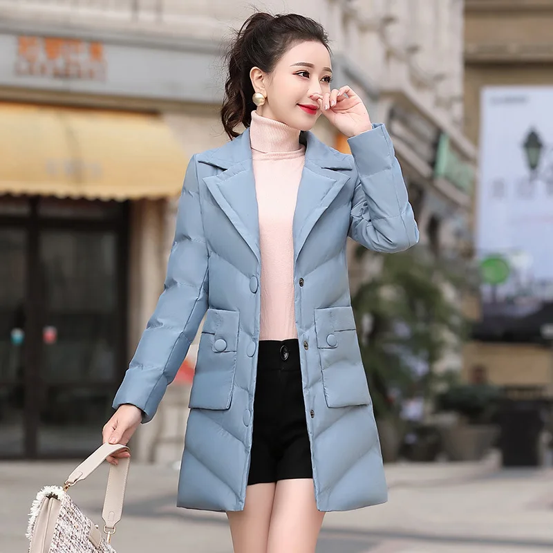 

2018 Winter New Style WOMEN'S Dress Elegant Ladies' Cotton Overcoat Waist Hugging Thin down Jacket Cotton-padded Clothes Mid-len