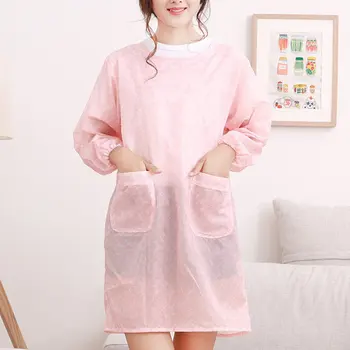 

Korean Fashion Home Kitchen Long-sleeved Apron Adult Smock Unisex Anti-wear Waterproof Anti-oil Overalls Free Shipping