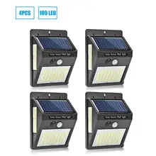 100LED Солнечный светильник Открытый солнечный светильник PIR датчик движения настенный светильник водонепроницаемый солнечный светильник s для украшения сада