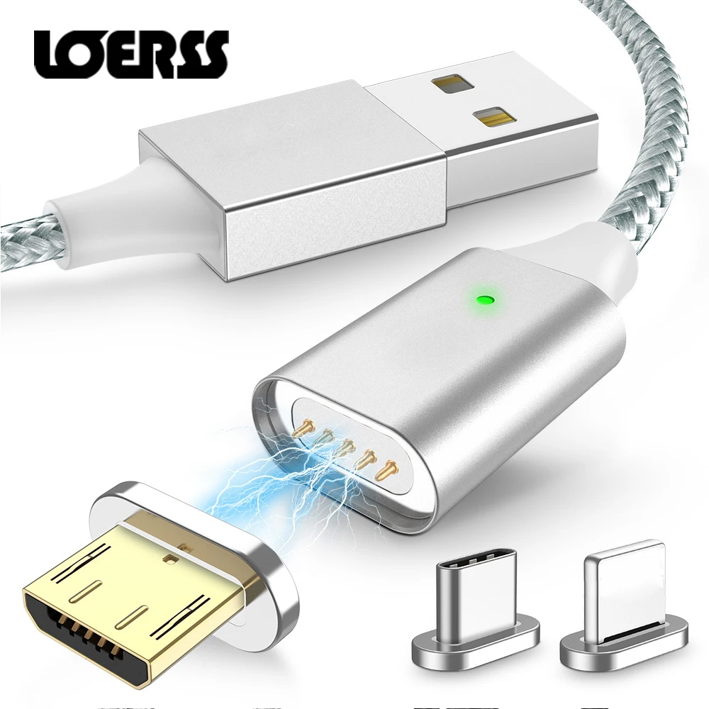 Магнитный кабель Micro USB LOERSS для IPhone Samsung быстрой зарядки и передачи данных