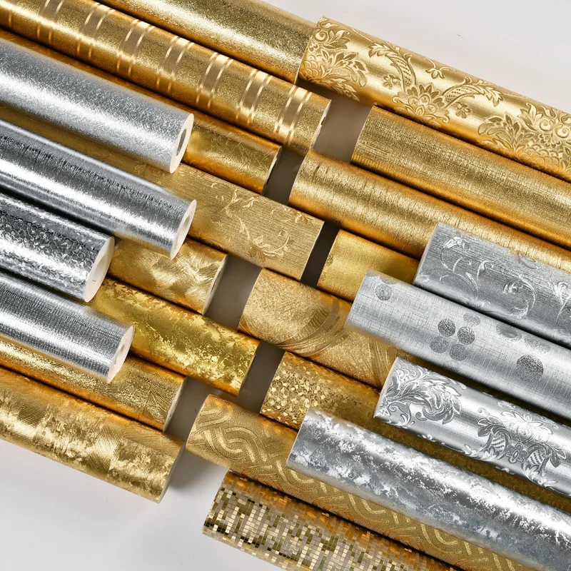 Kaufe Luxus Gold Silber Folie Tapete selbstklebende Wandaufkleber