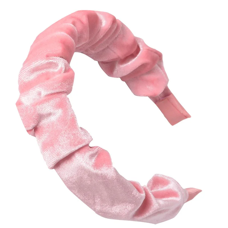 pink hairband Модная женская бархатная повязка на голову тюрбан зимняя оголовье для женщин диадема простая повязка для волос Нескользящие аксессуары для волос - Цвет: pink hairband