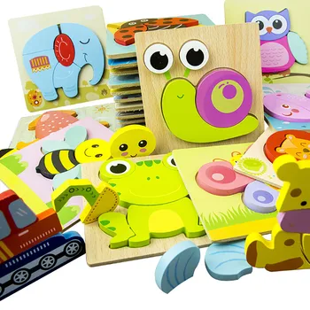 

Wooden Animal Puzzles for Toddlers 1 2 3 Years Old Boys Girls Educational Toy Learning kids toys brinquedos juguetes игрушки
