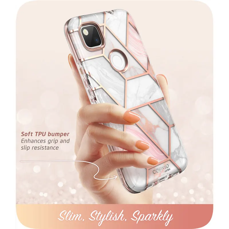 Cosmo Full-Body Marble Glitter Case Cover with Built-in Screen Protector