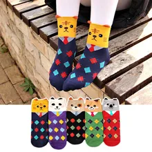 Женские носки с героями мультфильмов, 5 пар/лот, Осень-зима, цветные хлопковые носки с животными, модные женские носки с мультяшными собаками