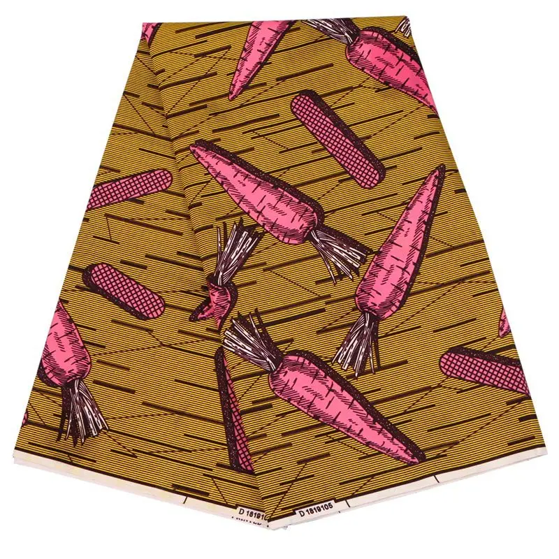 Ankara New Carrot Pattern Printed Golden Fabric Wax for Uniform Sewing |