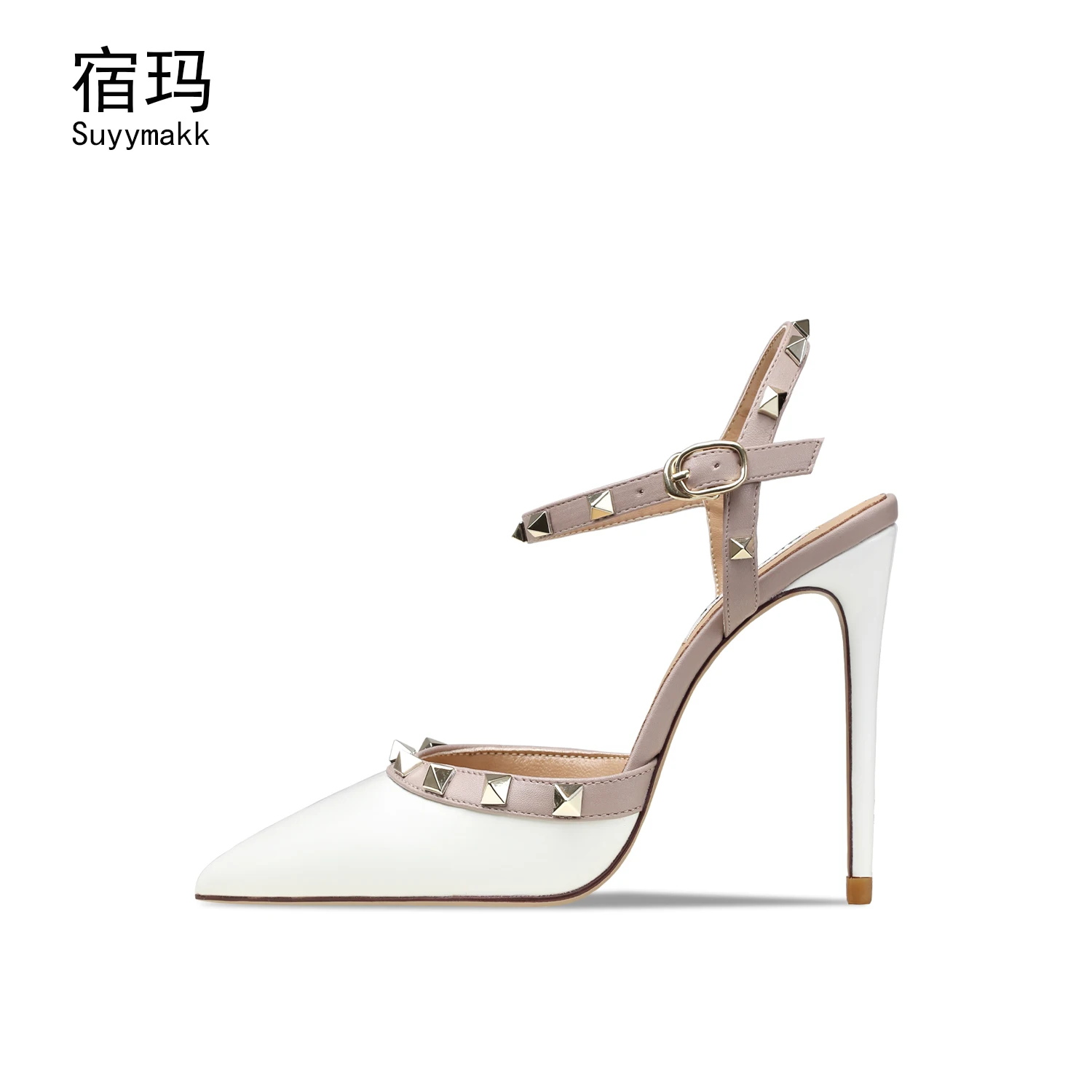 Genuine Leather 2023 Women Sandals Summer Rivets High Heels Shoes