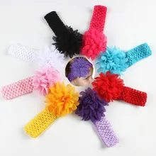 EBay/Лидер продаж, Детские резинки для волос, вязаная шифоновая Цветочная повязка на голову, головной убор для фотосессии, Европейская и американская детская лента для волос Wh