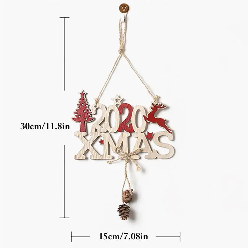2PCS Wooden Elk Tree Hanging Ornament For Xmas Tree New Year Party Decoration Photography Props Christmas Hanging Sign