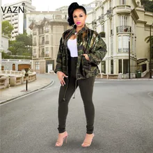 VAZN осень повседневный дизайн популярный стиль Женская свободная одежда камуфляж воротник стойка длинный рукав женская верхняя одежда ME160