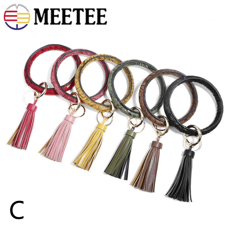 Meetee 2 шт. модный полиуретановый браслет Kaychain с круглым кольцом для ключей пряжкой