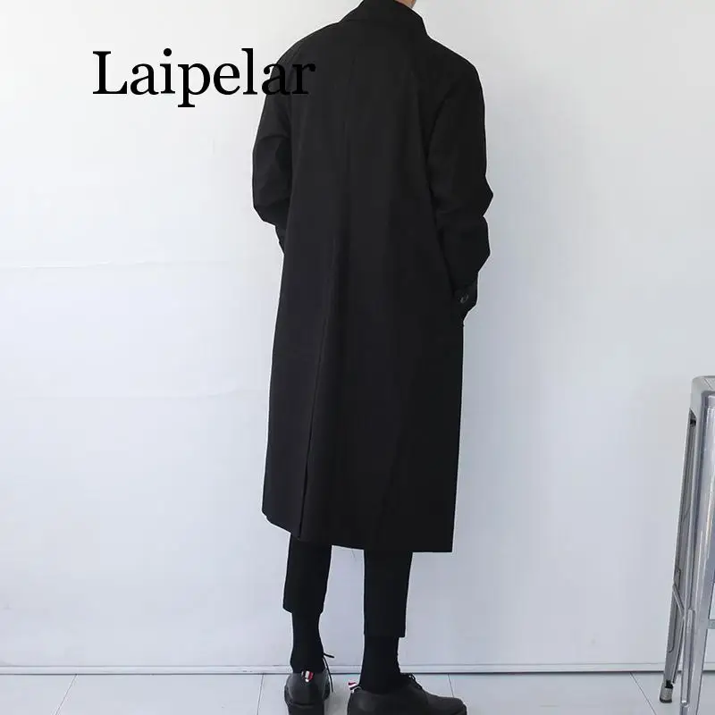 Laipelar, японский стиль, мужской Тренч,, модный дизайн, Длинная ветровка, Осень-зима, однобортное, ветрозащитное пальто, Pl