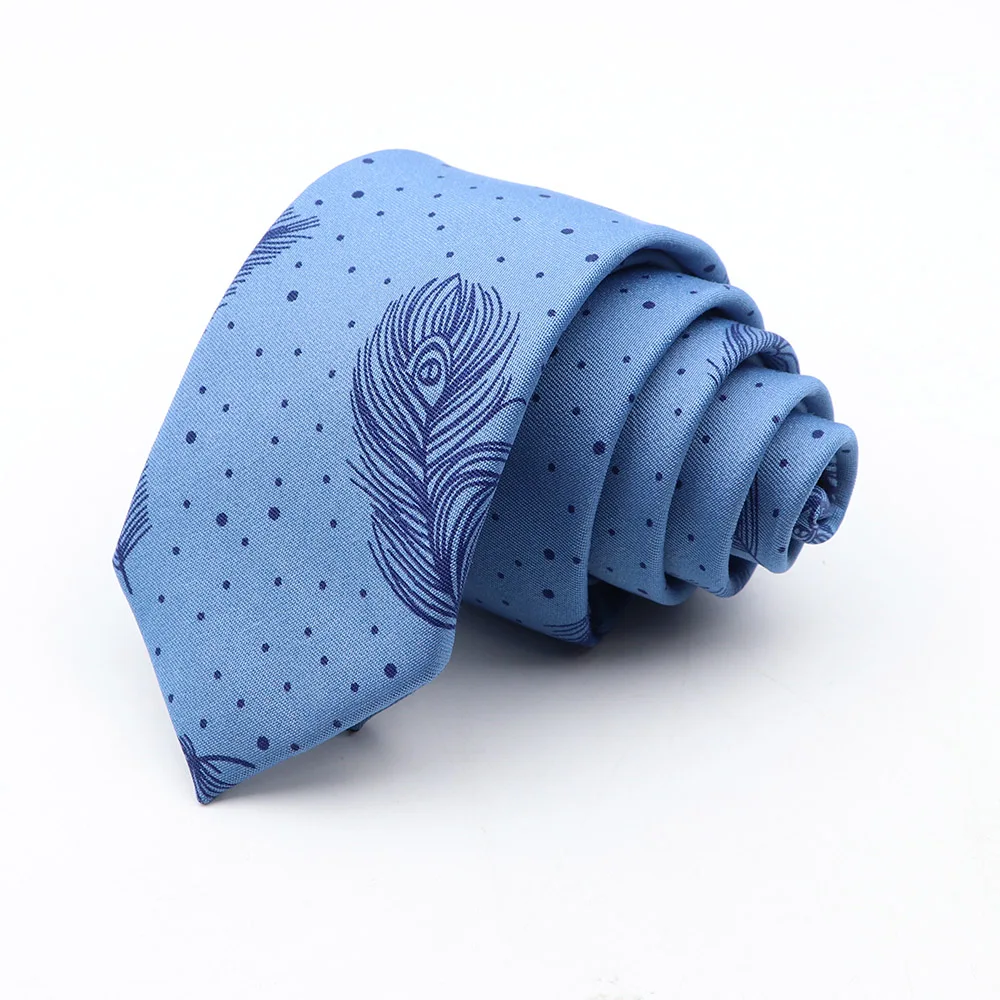 New Ties For Men Skinny Denim Blue Floral Leaf Print Neck Tie For Wedding Business Casual Neckties Suits Slim Neck Ties Gravatas