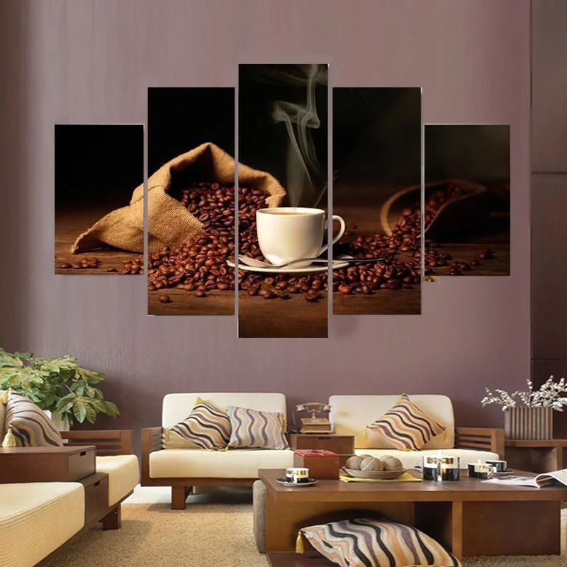 5 шт. Комбинации настенный художественный холст для живописи Кофе фасоли