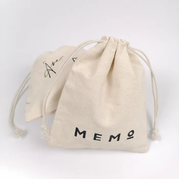 

50PCS Custom Logo Canvas Packaging Bag High Quality 8A Cotton Jewelry Pouch Perfume/Makeup/Beads Drawstring Gift Bags