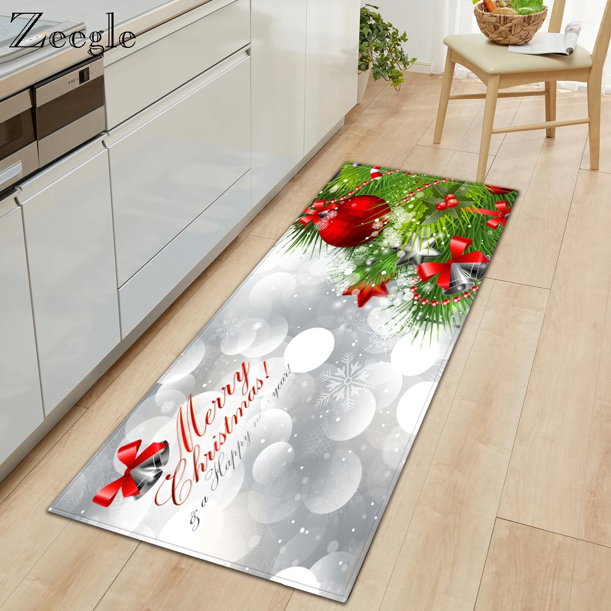 Zeegle Christmas Mat for Home Decoration Rectangle Soft Mat for Living Room Kitchen Bathroom Water Absorption Carpet Table Mat