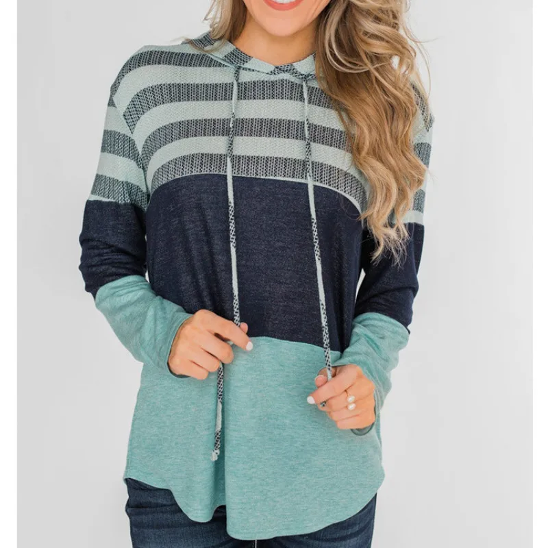 Women Hoodies 2019 Autumn Winter Sweatshirts Casual Cropped Hoodie Loose Pullover Long Sleeve Contrast Color Hoodies Top Female