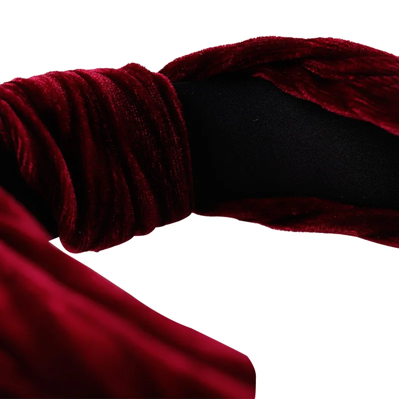 Xugar Winter Velvet Knotted Headband For Women Soft Turban Hairband Lady Padded Warmer Hair Hoop Hair Accessories