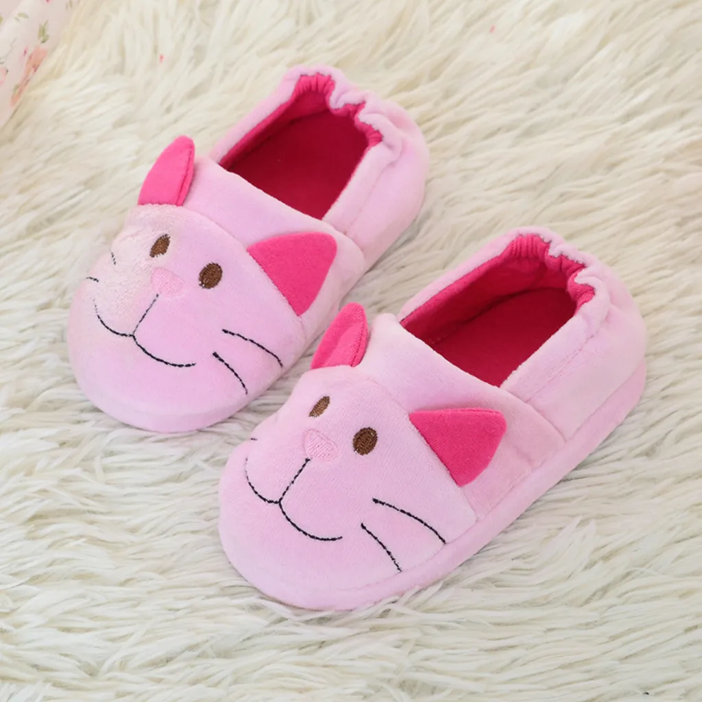 Autumn Winter Kids Slippers Toddler Warm Shoes Baby Boys Girls Cartoon Soft-Soled Home Slippers Thickening Children Slippers