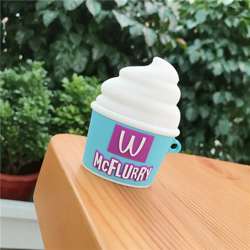 3D забавные беспроводные bluetooth-наушники McDonald McFlurry Ice Cream для Apple Airpods 1/2 силиконовый защитный чехол для наушников