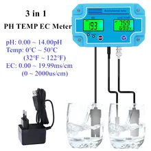 

3 in 1 PH TEMP EC Meter PH Tester Online Multi-parameter Water Quality Tester EC Detector Conductivity Monitor for Pool