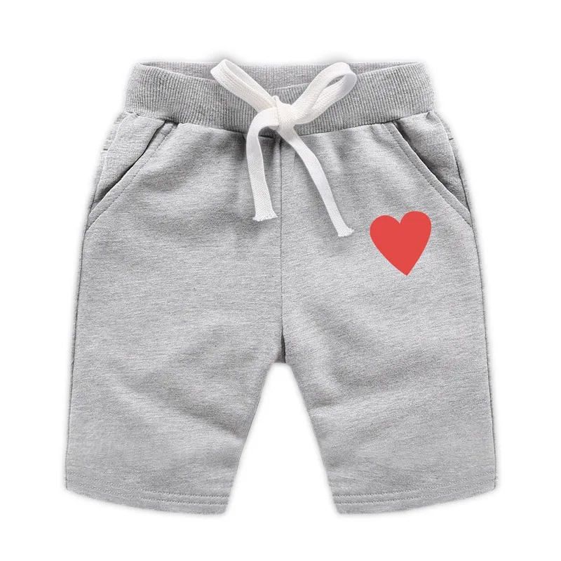 Gray Girls Lovely Shorts Boys Trousers Children's Cotton Casual Shorts Printing Shaped Pattern Fashionable Shorts Toddlers Clothes - Color: Gray