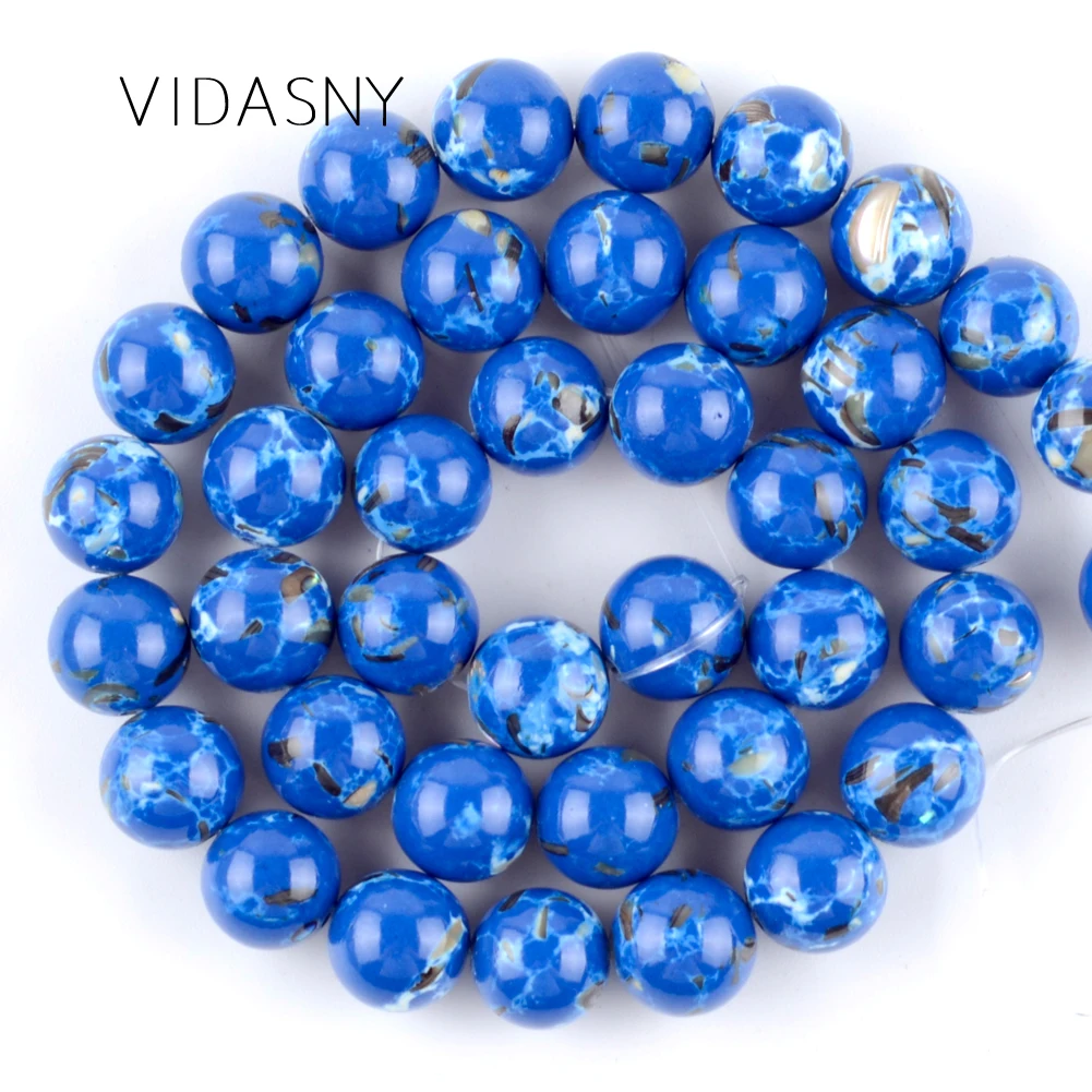 

High Quality Natural Blue Shell Turquoises Stone Beads For Jewelry Making 4 6 8 10 12mm Round Beads Diy Bracelet Necklace 15''