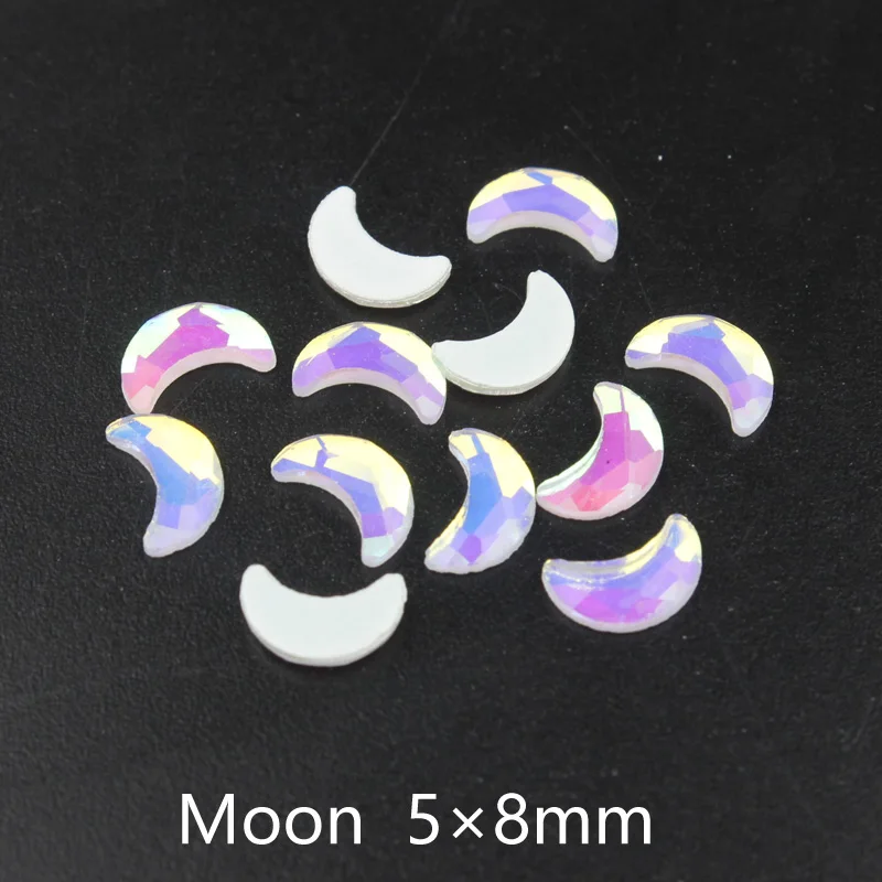 Новое поступление 30 шт. дизайн ногтей Стразы Декор прозрачный AB белый низ Кристальные бусины камни для 3D украшения для ногтей - Цвет: Moon 5x8mm