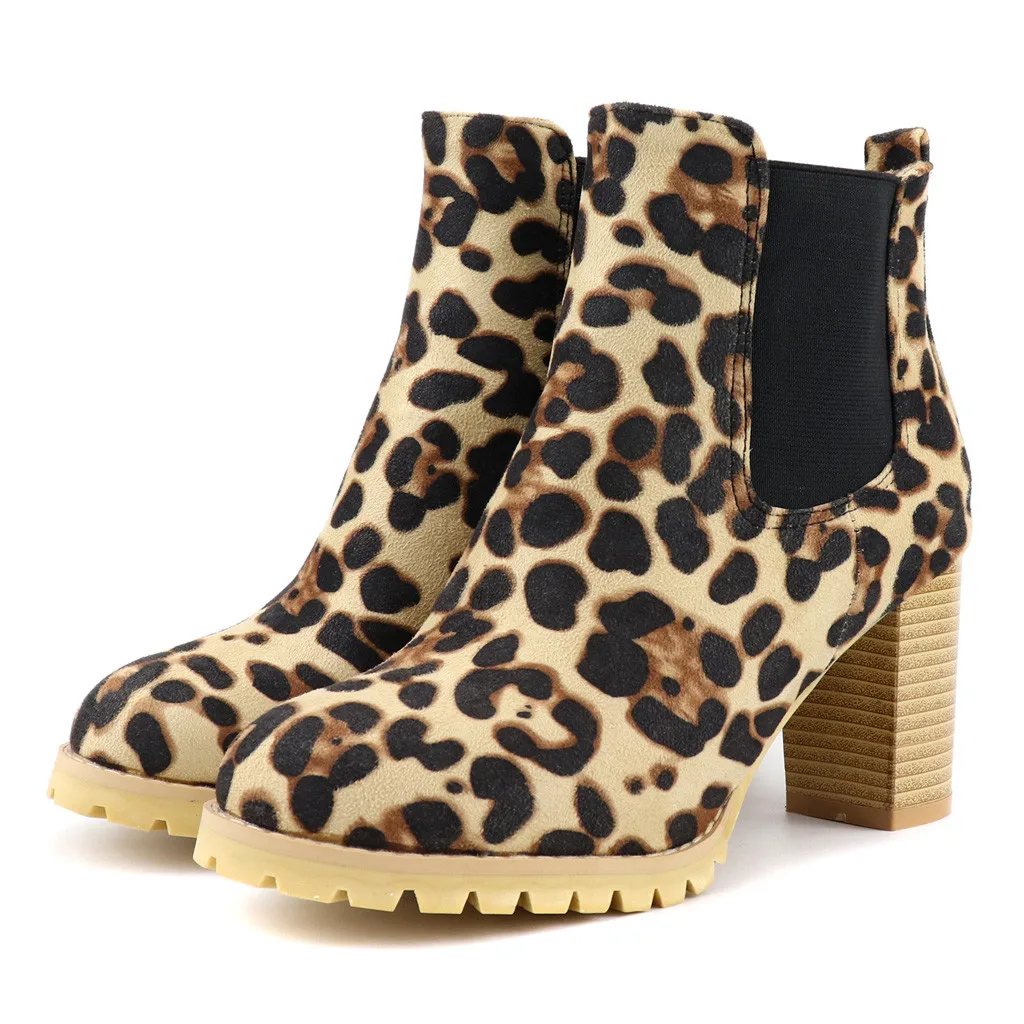 

Winter New Chelsea Boots Women 2019 New Arrival Leopard Ankle Boots Yellow Ladies Booties Short Non Slip Shoes Woman Casual Shoe