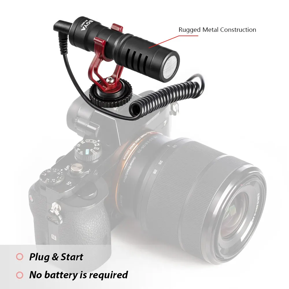 

BOYA Mini Cardioid Microphone Metal Condensor Mic for iPhone Samsung Smartphones Tablet PC for Canon Nikon Sony DSLR Cameras
