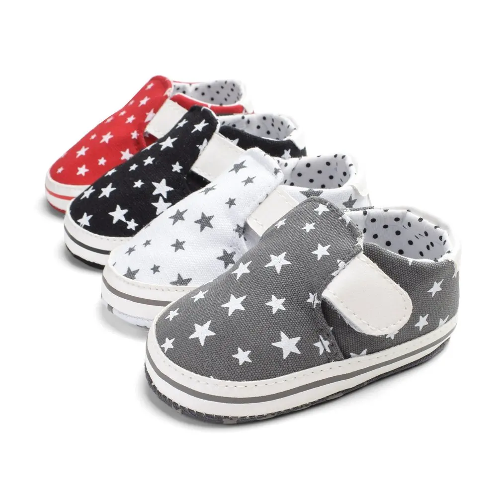 OUTAD New Fashion Newborn Baby Shoes Infants Girls Boys Star Print Soft Sole Anti-slip Hook&Loop Shoes Baby Girls First Walkers