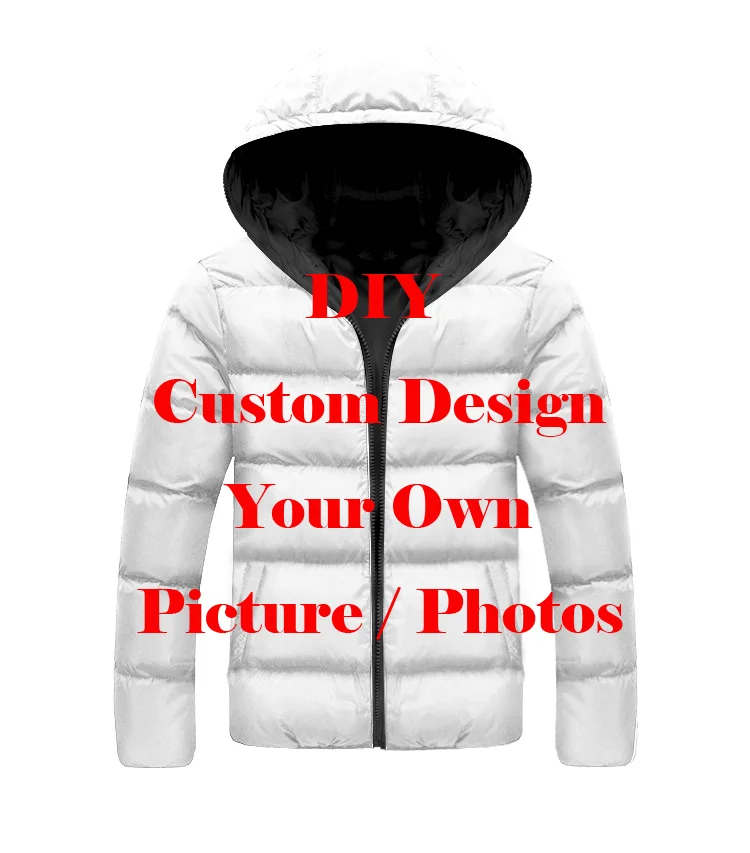 

LIASOSO DropShip 3D Print Men Women Diy Custom Design Picture Photo Men's Jacket Plus Velvet Zipper Warm Down Child Filled Coat