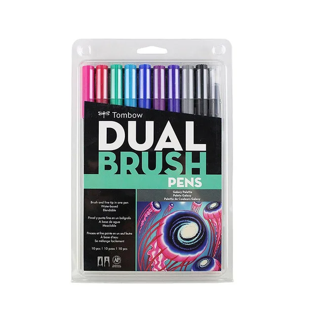 TOMBOW двойной головкой маркеры AB-T 10 шт./компл. каллиграфическая ручка Цвет ручка мягкая кисть для рисования выдвижения товары для рукоделия - Цвет: Galaxy 56188