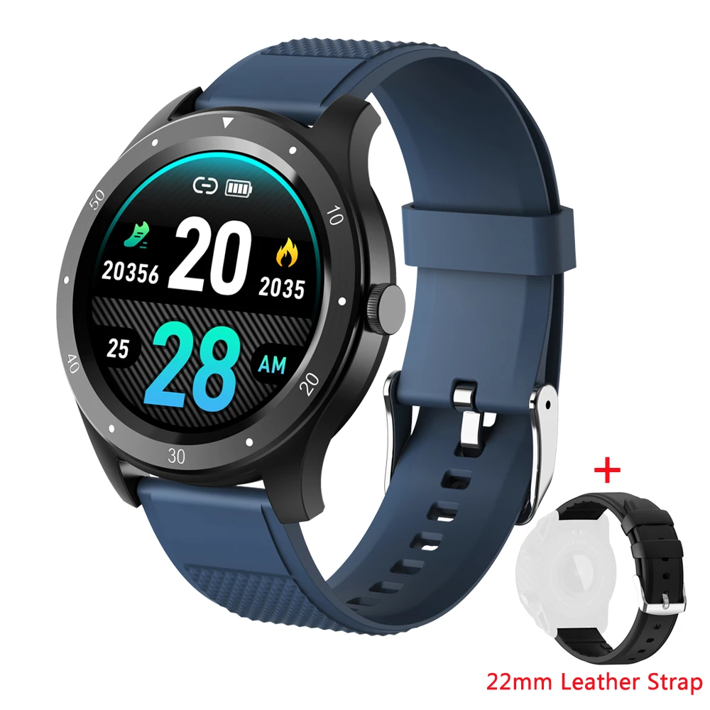 SENBONO S6 GT умные часы для мужчин IP67 Водонепроницаемый Bluetooth Вызов сердечного ритма Монитор артериального давления Smartwatch для huawei xiaomi - Цвет: BlueAddBlackLeather