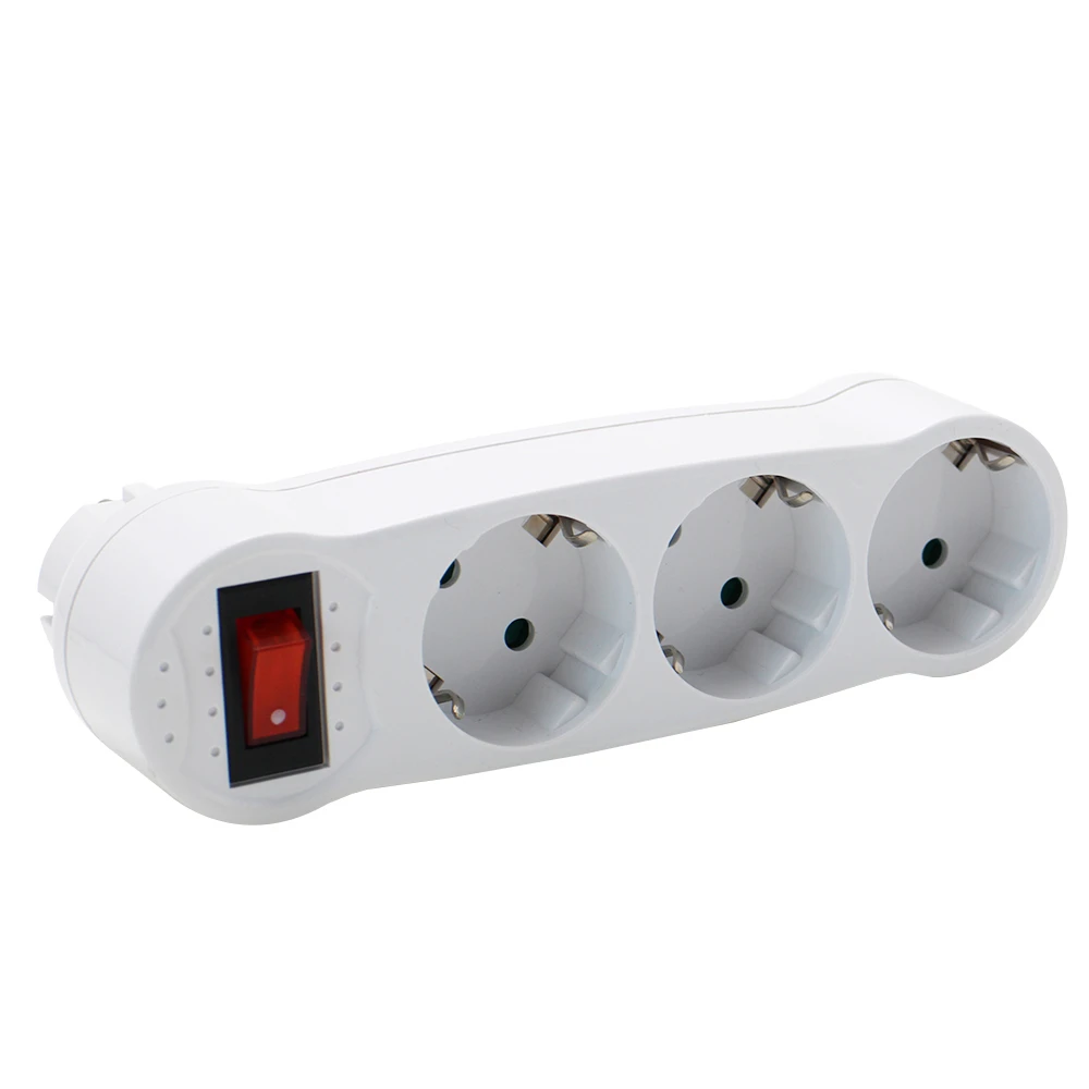 EU Standard Conversion Socket Wireless Socket 6A/250V German Style Plug 1 TO 3 Way Power Adapter Expansion Socket MK-AJ-1C3EU