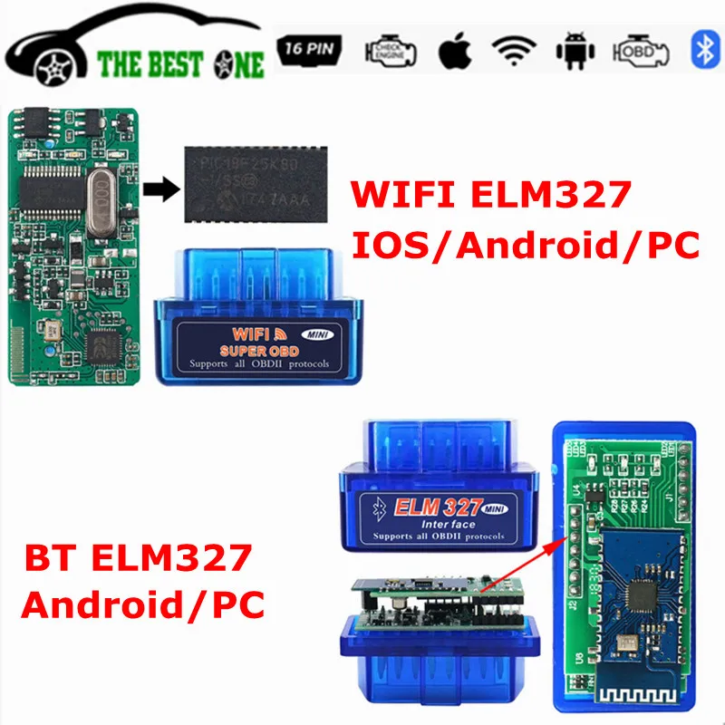 Диагностический сканер ELM327 V1.5 Bluetooth/Wifi супер компактный автомобильный