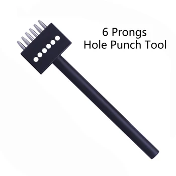 

LMDZ 1Pcs Black 6 Prongs 4mm Hole Punch Tool,Polished, Smooth and Durable Handle for Your Leather DIY Tool and Handmade Craft