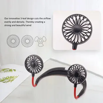 

Mini USB Portable Fan Neck Fan Neckband With Rechargeable Battery Desk Fans 180 Degree Adjustable Sport Air Cooler Conditioner